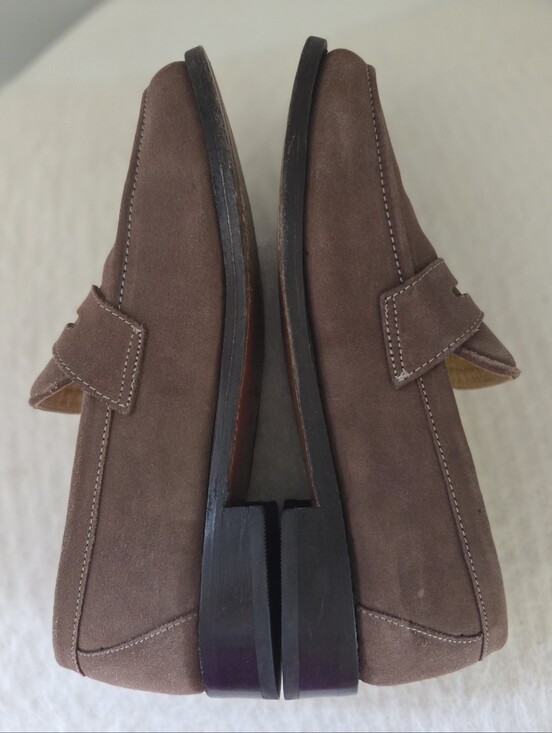 Samuel Windsor Suede Penny Loafers Light Brown Handmade Goodyear Welt Mens 9.5 main image 2
